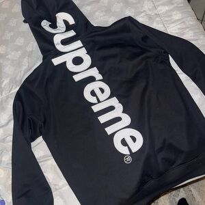 Supreme Black Hoodie with White Logo